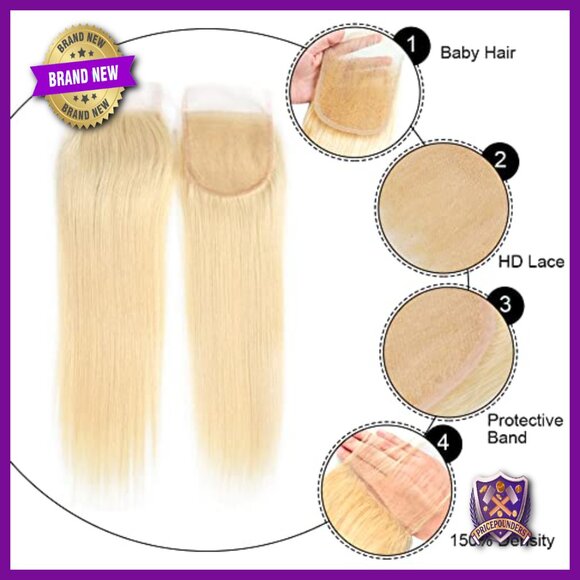 18 Inch Human Hair Lace Closure Extension 4x4 Free Part Pre Plucked